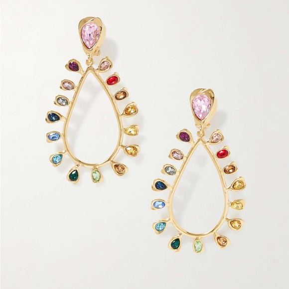 New! OSCAR DE LA RENTA
Gold-tone crystal clip earrings